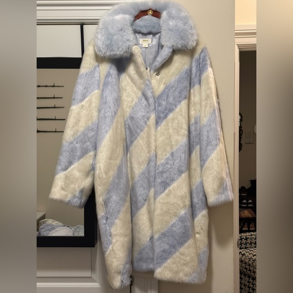 Maeve by Anthropologie Faux Fur Stripe Coat NWT - Picture 1 of 5